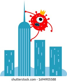 Coronovirus pandemic. Virus 2019-nCoV in city. Cartoon Style Illustrations