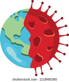 coronovirus and planet in flat style
