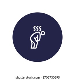 Coronovirus symptom white colored vector line icon with dark background