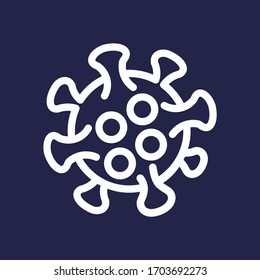 Coronovirus white colored vector line icon with dark background