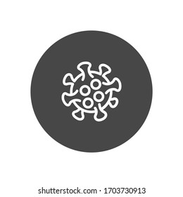 Icono de línea vectorial de color blanco Coronovirus con fondo oscuro