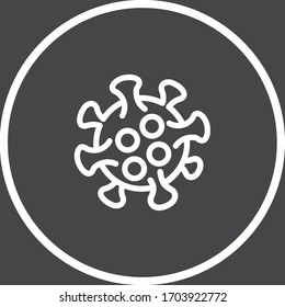Coronovirus white colored vector line icon with dark background