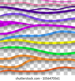 Cororful Abstract lines on chequered background. Wavy background. Interior wall decoration. 3D Vector panel pattern. 