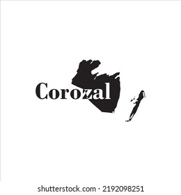 Corozal map and black lettering design on white background