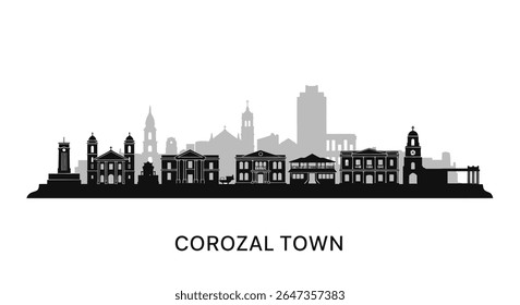 Corozal Town Belize Skyline Vector Silhouette.