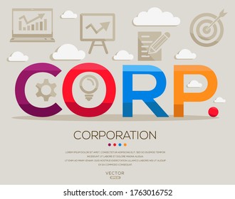 corp. mean (Corporation) ,letters and icons,Vector illustration.