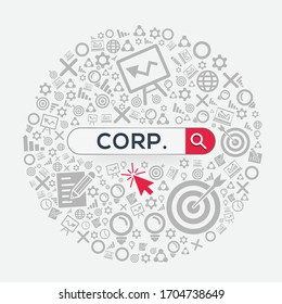 Corp. mean (corporation) Word written in search bar ,Vector illustration.