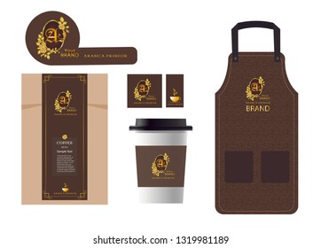 Corperate branding identity mock up template design set for coffee shop with card bag cup and shirt