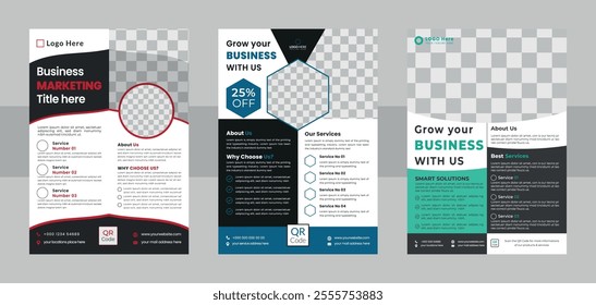 Corporate 1 File 3 Concept Layout Marketing Flyer Design Bundle For Business Advertisement Poster Creativity Commercial Presentation Set Unique Agency Brochure