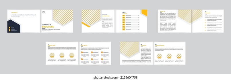 corporate 10 page landscape brochure design with geometric modern shapes