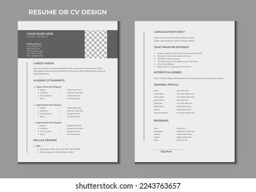 Corporate 2 pages resume or cv template design