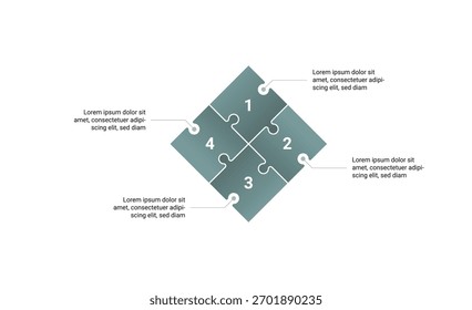 Infográfico de processo corporativo de 4 etapas para gerenciamento de negócios, estratégia de desenvolvimento e organização de fluxo de trabalho em estilo de vetor plano.