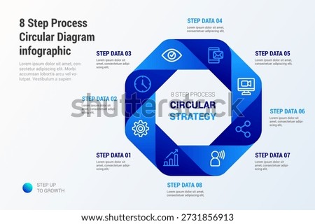 Corporate 8 Step Circular Process Diagram Infographic for Business Strategy, Management and Operational Workflow