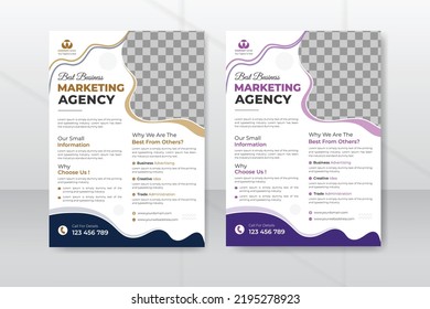 Corporate A4 Flyer Design Template 2 Color Set, Business, Brochure Flyer Design Template, Abstract Brochure Template, Medical Flyer Layout with White Background