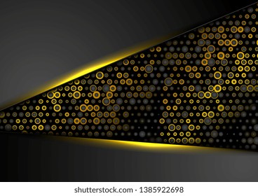 Corporate abstract background with golden dots particles and glowing light. Vector design