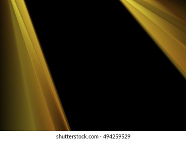 Corporate abstract black background with smooth golden stripes. Vector design