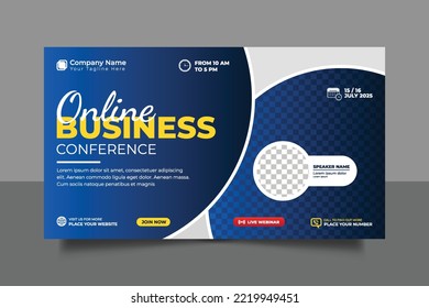 Corporate abstract business conference flyer or horizontal flyer and invitation banner live webinar