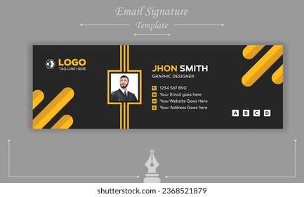 diseño corporativo y abstracto con fondo blanco, forma amarilla plantilla de firma de correo electrónico para toda la sociedad corporativa, negocios, oficina, banco, hospital.