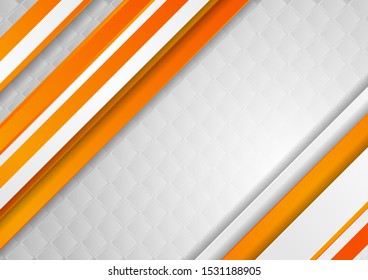 Corporate abstract geometric background with orange stripes and mosaic squares. Vector design
