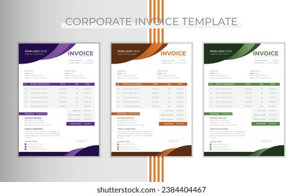 Corporate and abstract invoice design template for business