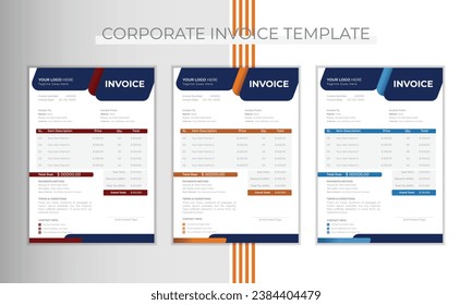 Plantilla de diseño de facturas corporativas y abstractas para empresas