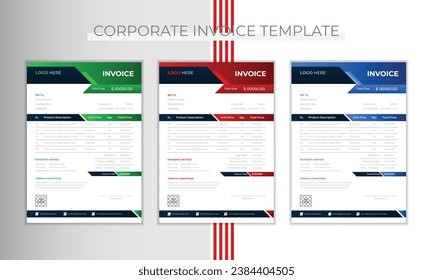 Corporate and abstract invoice design template for business