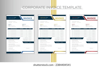 Plantilla de diseño de facturas corporativas y abstractas para empresas