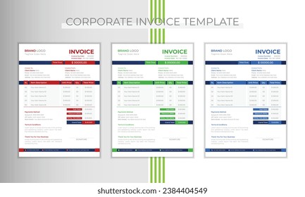 Plantilla de diseño de facturas corporativas y abstractas para empresas