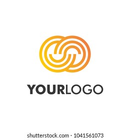 Corporate, abstract logo design, beautiful and simple. Symbol depicting two interlacing circles. Unity concept.