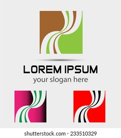 Corporate abstract vector logo design template square icon Creative symbol
