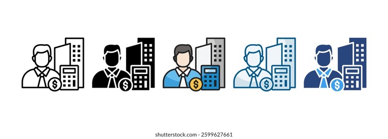 Corporate Accountant Icon Set Multiple Style Collection