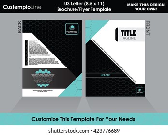 Corporate Ad Flyer - Clean Minimal Light Blue Cyan and Black Customizable Template in US Letter Size