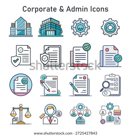 Corporate and Admin Icons. Vector Icons for Office Management, Documentation and Business Operations