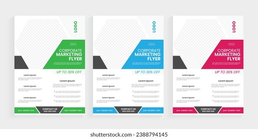Corporate agency marketing a4 flyer template, new business marketing case study vector layout, modern leaflet one-sided a4 cover design