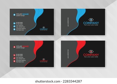 Corporate agency unique new and clean business card design. minimalist colorful card design template
