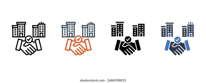 Corporate Agreement multiple icon style vector illustration