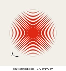 Corporate ambition and focus vector concept. Symbol of strategic planning, goal setting, corporate vision, and business objective. Minimal design eps10 illustration.