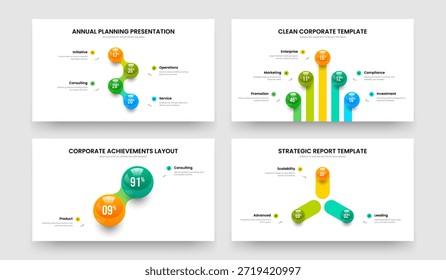Análisis Corporativa 4 5 2 3 Paquete de diseño de diapositivas de diagrama de elementos. Crecimiento del mercado Cuatro Cinco Dos Tres Paso Infografía Marco Plantilla Conjunto de Ilustraciones vectoriales.