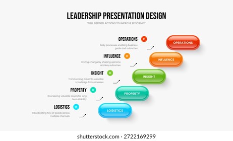 Corporate Analysis Five Option Diagram Slide Template. Consulting Innovation 5 Element Infographic Slideshow Design. Advertising Introduction Frame Layout Vector Illustration.