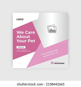 Corporate animals social post. pet care web banner template