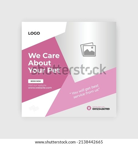 Corporate animals social post. pet care web banner template