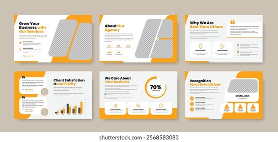 Corporate annual business report and data presentation simple slider template set design