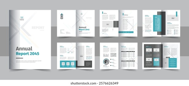 Corporate annual report brochure layout, company annual report or business magazine brochure leaflet with cover page. Design annual report, cover, vector template brochure design template