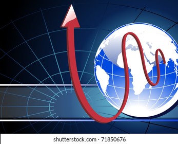 corporate background with curve arrow, isolated globe