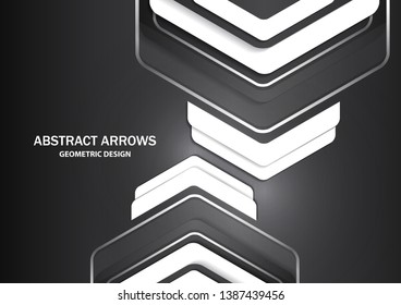Corporate background with metal colored arrows and white arrows. Abstract template with a clean minimal style. Modern graphics. Vector illustration for your design.