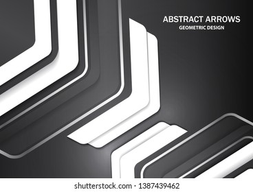 Corporate background with metal colored arrows and white arrows. Abstract template with a clean minimal style. Modern graphics. Vector illustration for your design.