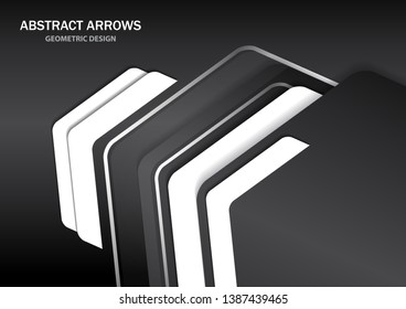 Corporate background with metal colored arrows and white arrows. Abstract template with a clean minimal style. Modern graphics. Vector illustration for your design.