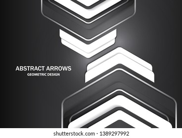 Corporate background with metal colored arrows and white arrows. Abstract template with a clean minimal style. Modern graphics. Vector illustration for your design.