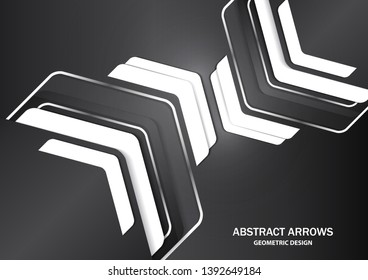 Corporate background with metal colored arrows and white arrows. Abstract template with a clean minimal style. Modern graphics. Vector illustration for your design.
