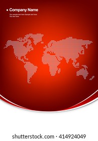 Corporate background template,  earth map on  red background.